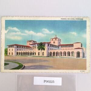Vintage Honolulu Hawaii Linen Postcard, 1940s Federal Building Post Office